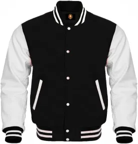 AMAZEE Bomber School Baseball Letterman Varsity Jacket Cow Leather Sleeves 30 Wool Body Colors