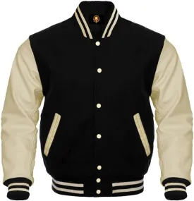 AMAZEE Cow leather Sleeves Genuine Wool Body Jacket Letterman Baseball Bomber Varsity Jackets
