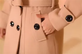 Andongnywell Women's Double Breasted Pea Coat Winter Mid-Long Trench Coat with Belt mid long tweed woollen Overcoats