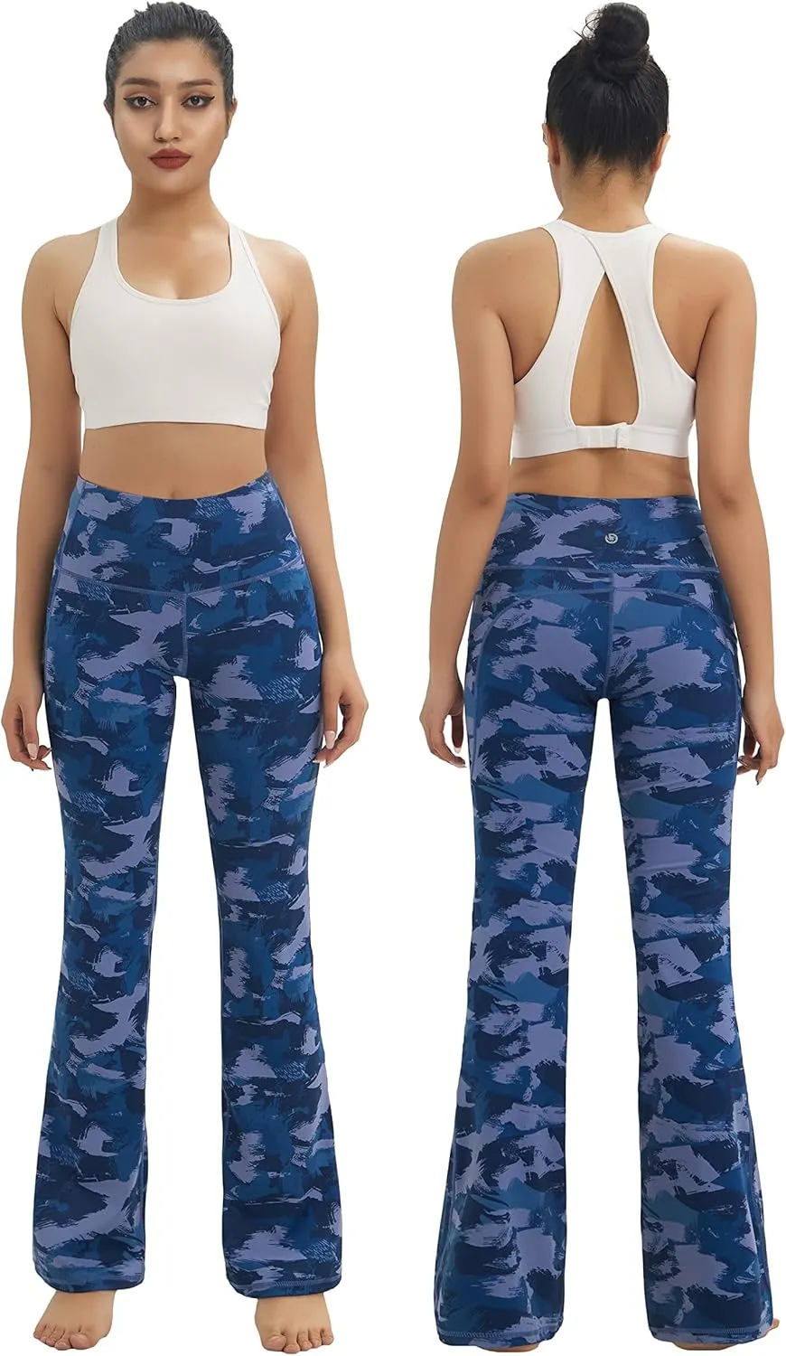 BUBBLELIME 29"/31"/33"/35"/37" Women Bootleg/Wide Legs High Waist Yoga Pants Tummy Control Bootcut Workout Flared Out Pockets