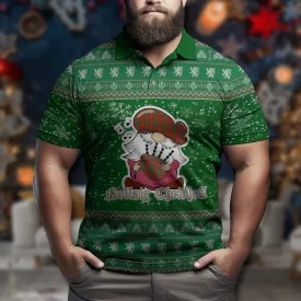 Burns Clan Christmas Family Polo Shirt with Funny Gnome Playing Bagpipes