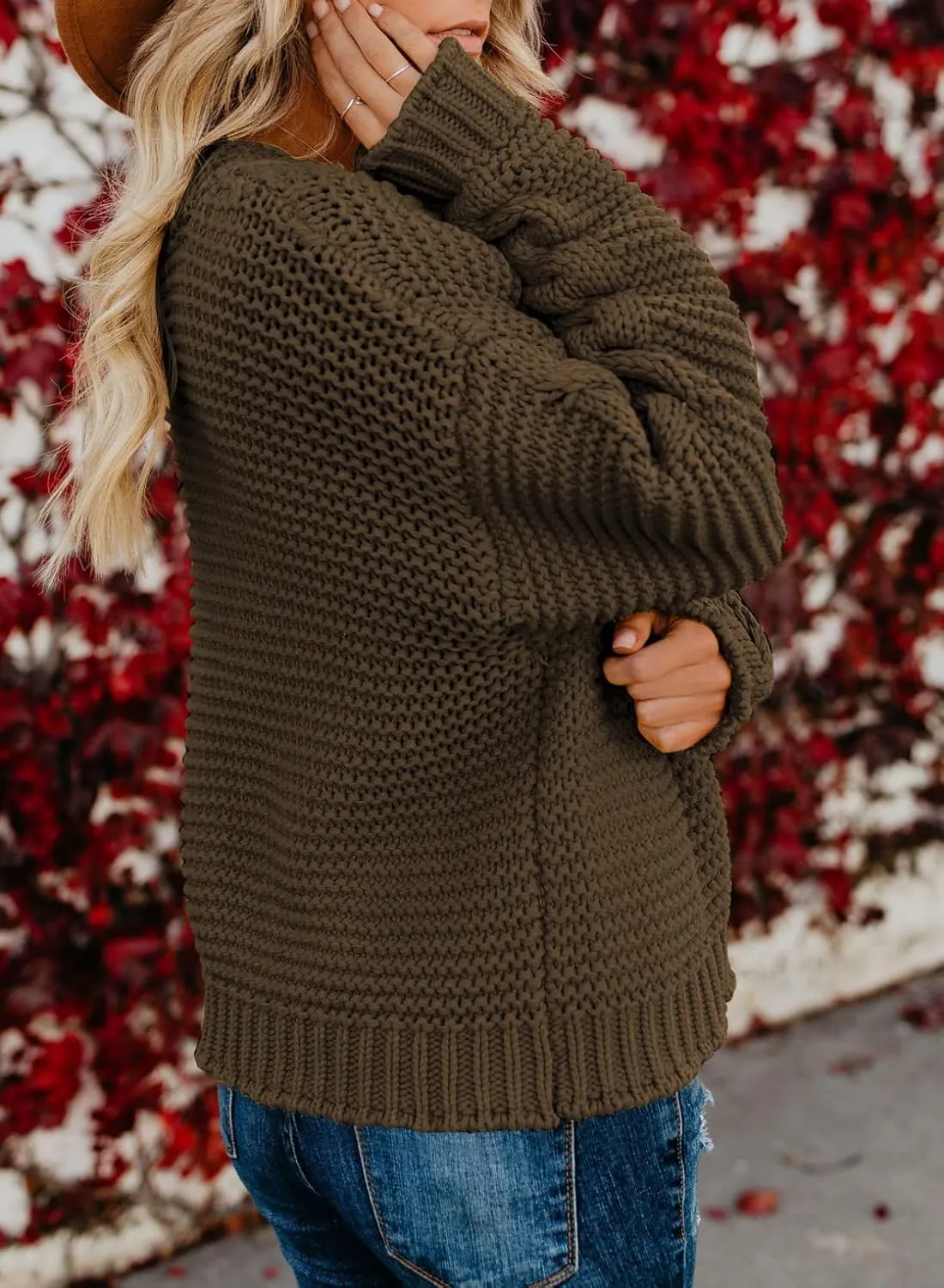 Dokotoo Womens Open Front Long Sleeve Chunky Knit Cardigan Sweaters Loose Outwear Coat