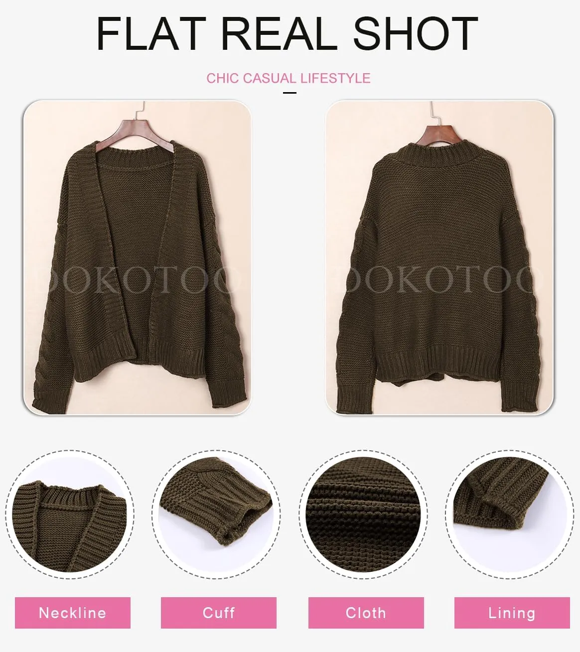 Dokotoo Womens Open Front Long Sleeve Chunky Knit Cardigan Sweaters Loose Outwear Coat