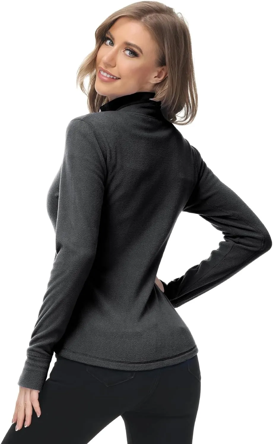 Dolcevida Women's Lightweight Soft Fleece Athletic Running Track Jackets Slim Fit Workout Jacket with Thumb Holes