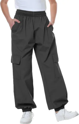 Flygo Boys Cargo Joggers Pants Quick Dry Hiking Pants Lightweight Outdoor Water-Resistant Athletic Track Trousers