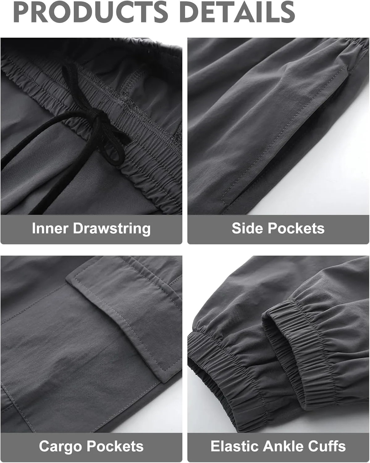 Flygo Boys Cargo Joggers Pants Quick Dry Hiking Pants Lightweight Outdoor Water-Resistant Athletic Track Trousers