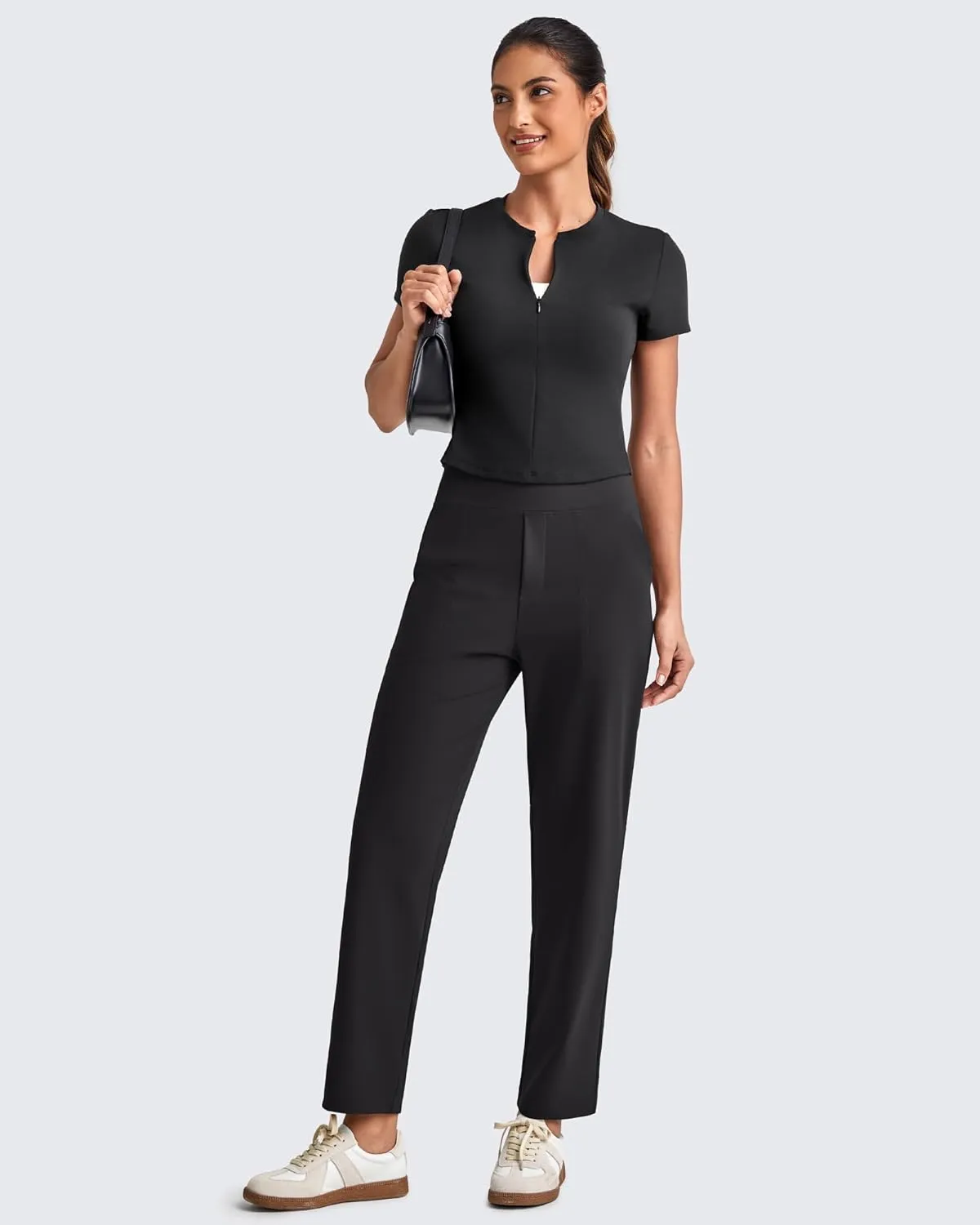 G4Free Womens Ankle Dress Yoga Pants with Pockets Stretchy Crop Business Casual Work Trousers Petite/Regular/Tall