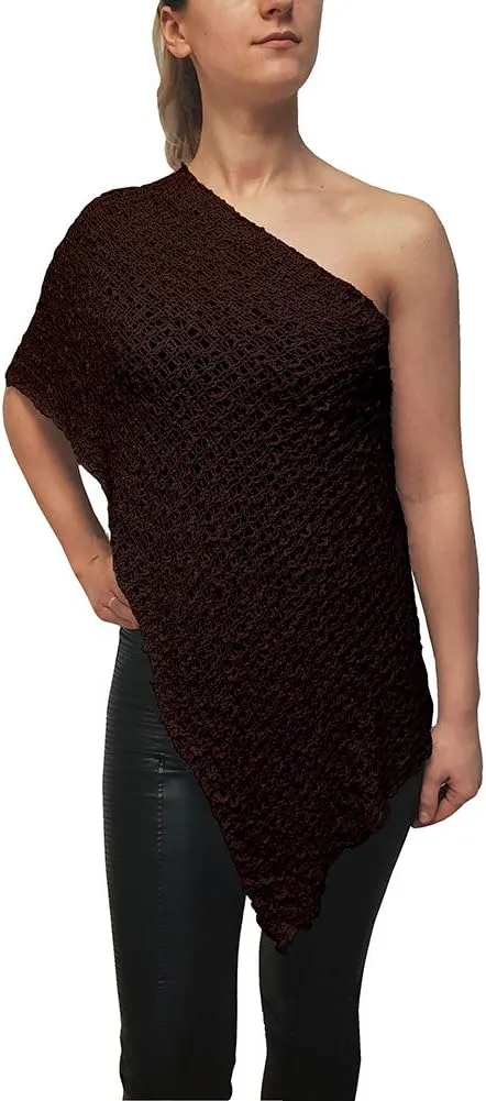 Mimosa Ladies Popcorn Crochet Stretch Lace Fish Net Batwing Small Poncho