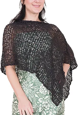 Mimosa Ladies Popcorn Crochet Stretch Lace Fish Net Batwing Small Poncho