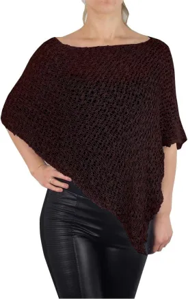 Mimosa Ladies Popcorn Crochet Stretch Lace Fish Net Batwing Small Poncho