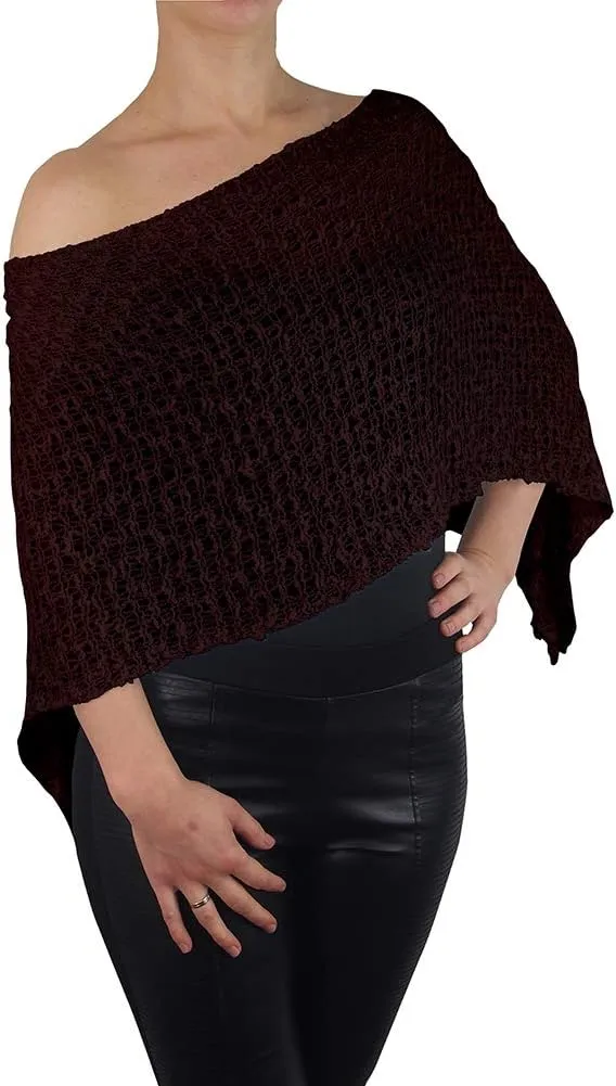Mimosa Ladies Popcorn Crochet Stretch Lace Fish Net Batwing Small Poncho