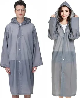 Rain Coat Poncho for Adult, 2 Pack Women Men Reusable Raincoats Emergency with Hood and Drawstring