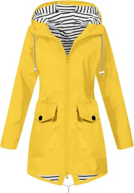 Rain Jacket for Women Lightweight Long Hooded Raincoat Waterproof Outdoor Travel Hiking Windbreaker Trench Coats