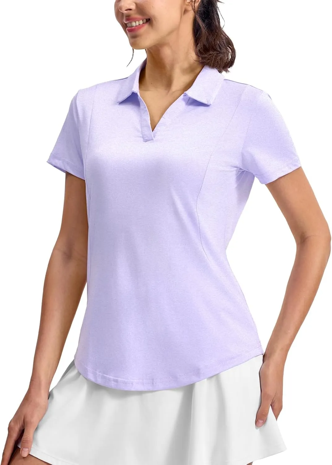 Rdruko Women's Golf Shirts Short Sleeve Polo Tennis V Neck Collared Shirts Dry Fit