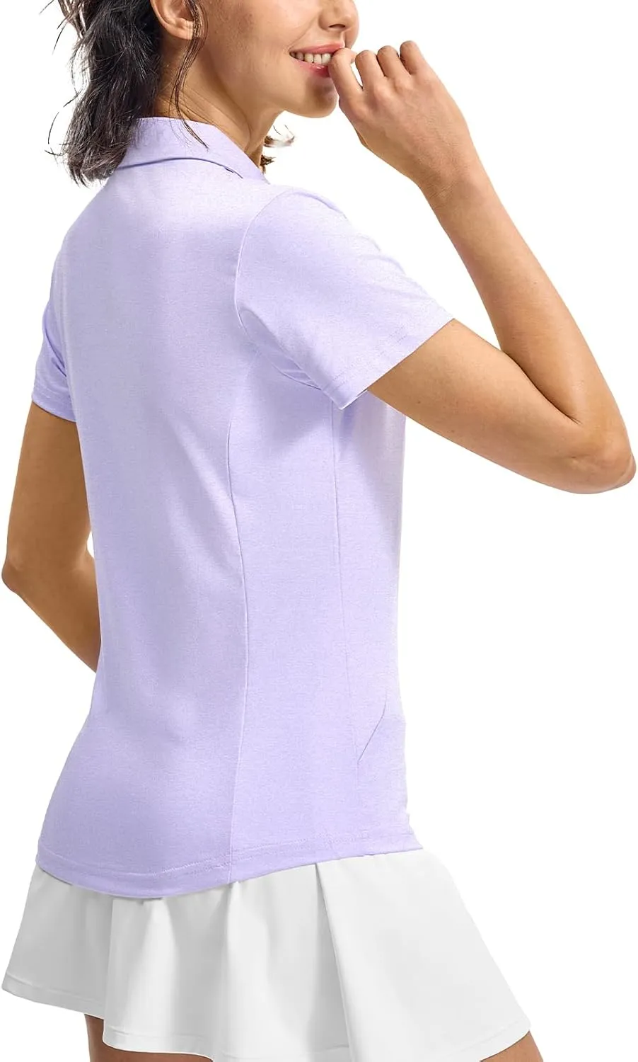 Rdruko Women's Golf Shirts Short Sleeve Polo Tennis V Neck Collared Shirts Dry Fit