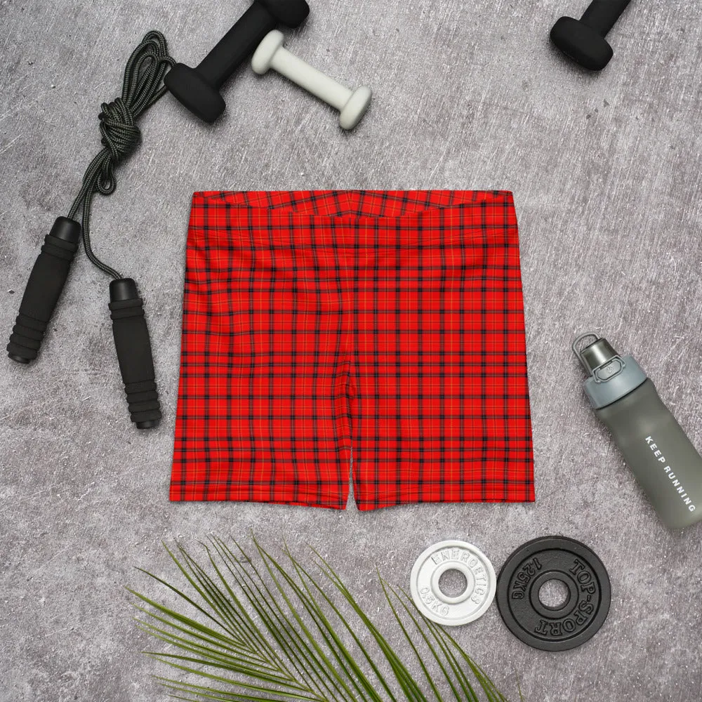 Red Plaid Print Shorts, Classic Best Scottish Tartan Print Women's Shorts-Made in USA/EU