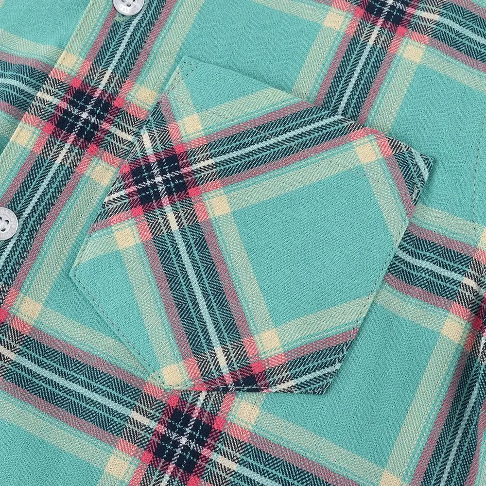 Spring&Gege Boys Plaid Short Sleeve Shirt Casual Button Down Checked with Chest Pocket (5-14 Years)