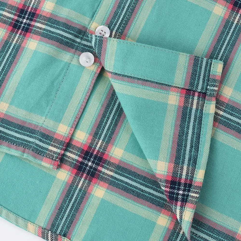 Spring&Gege Boys Plaid Short Sleeve Shirt Casual Button Down Checked with Chest Pocket (5-14 Years)