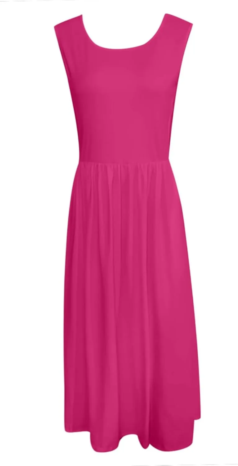 Summer Maxi Dresses for Women 2025 Sleeveless Deep V Neck Long Dresses Loose Plain Maxi Casual Vacation Dress