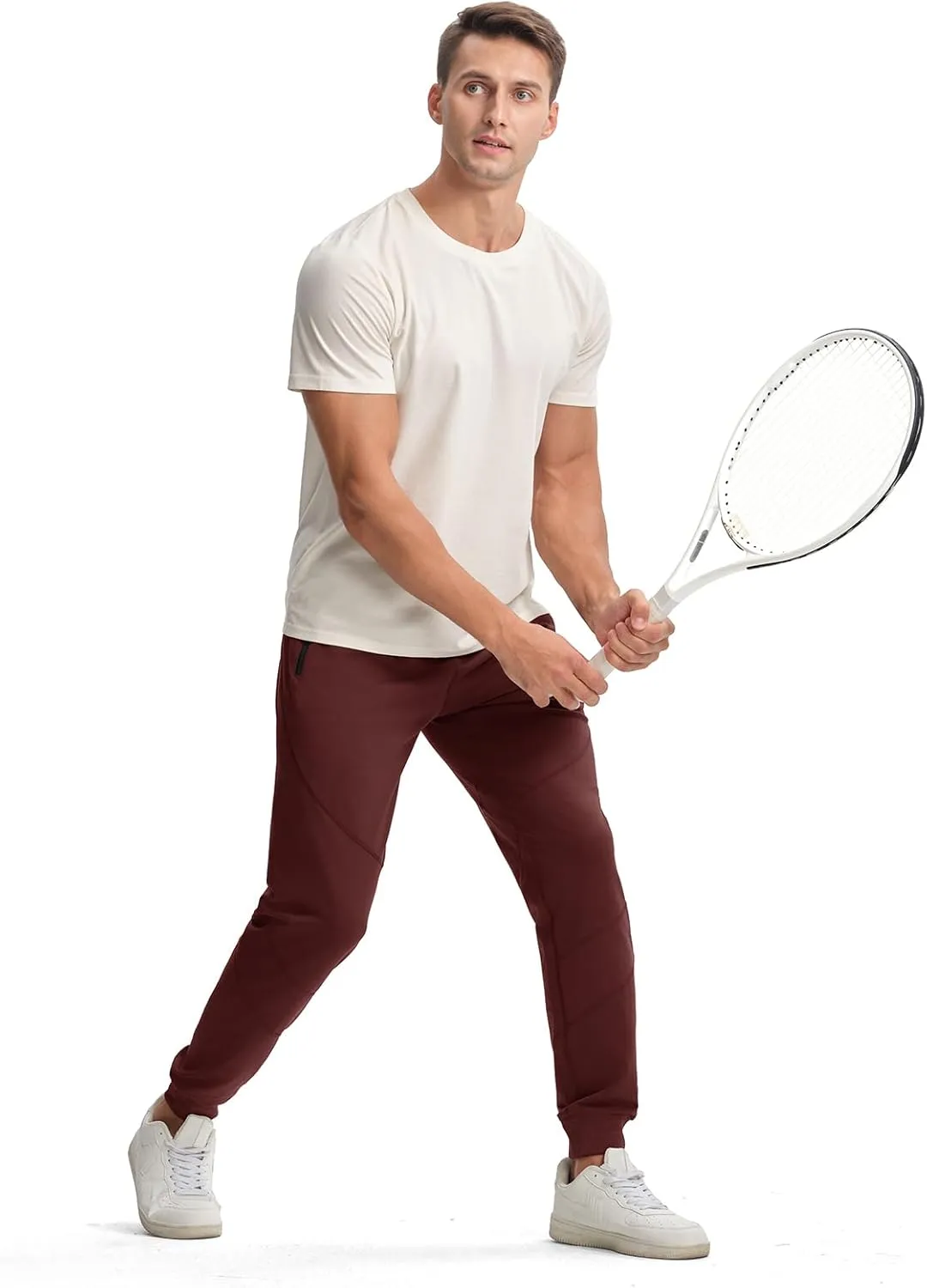 TBMPOY Men's Sweatpants with Zipper Pockets Lightweight Joggers Slim Fit Athletic Pants for Track Running Workout