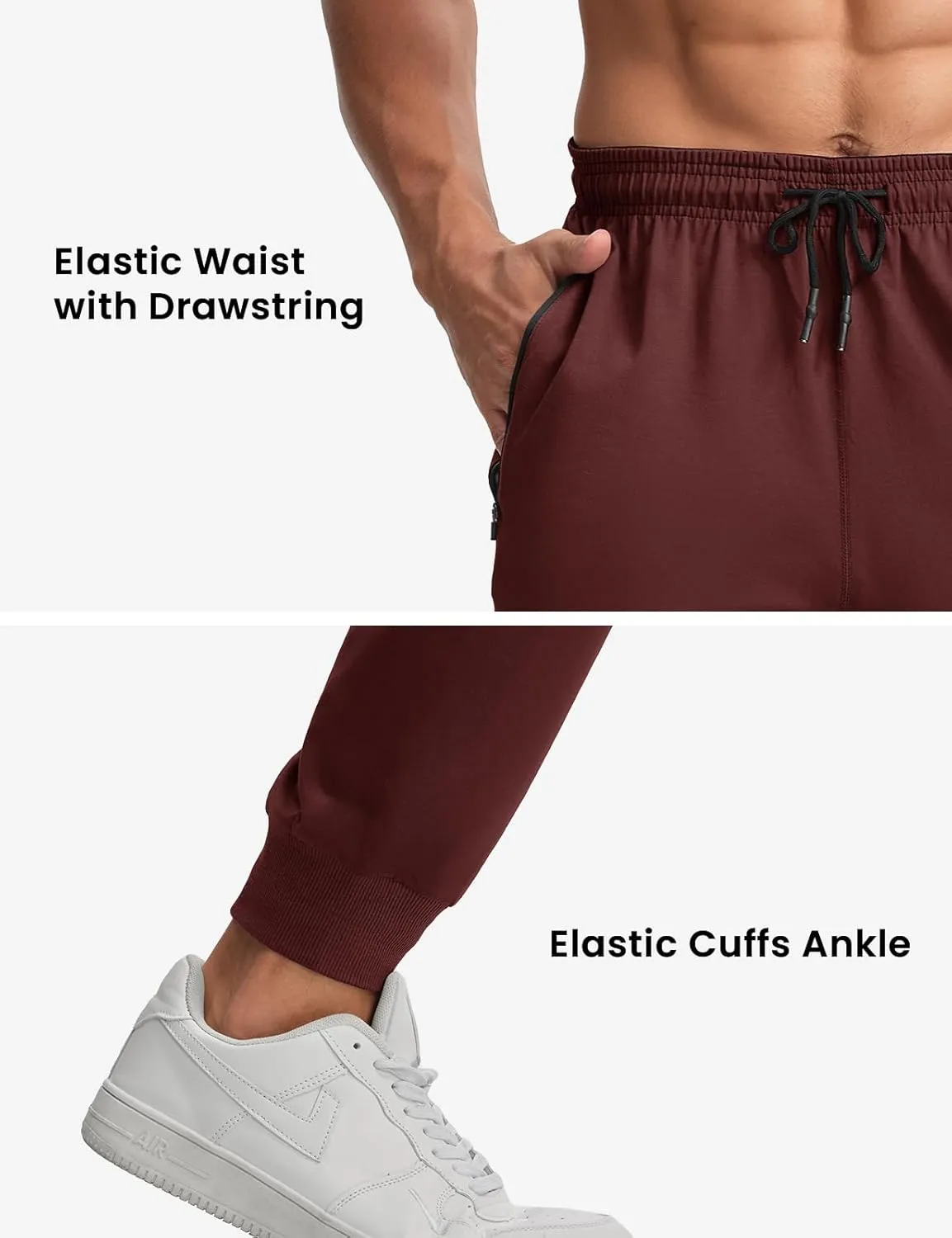 TBMPOY Men's Sweatpants with Zipper Pockets Lightweight Joggers Slim Fit Athletic Pants for Track Running Workout