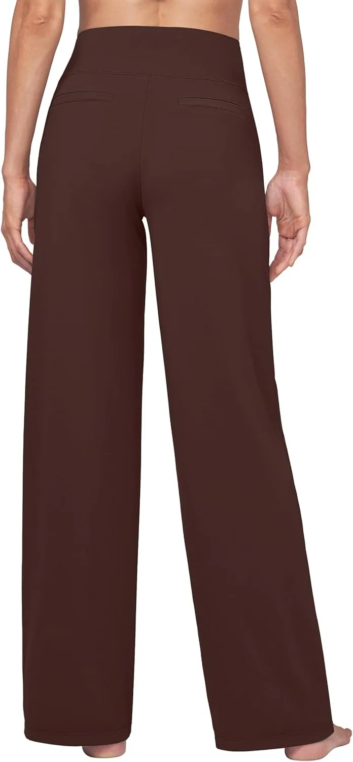 Willit Women's Yoga Pants Wide Leg Dress Work Pants Stretch Casual Pants Slacks with Pockets High Waist 28" 30" 32"