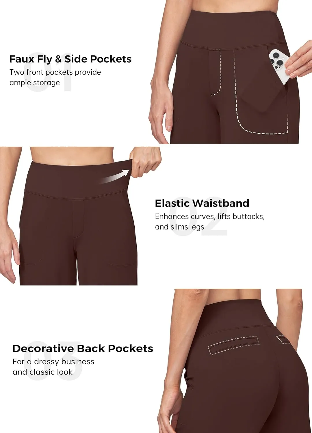 Willit Women's Yoga Pants Wide Leg Dress Work Pants Stretch Casual Pants Slacks with Pockets High Waist 28" 30" 32"