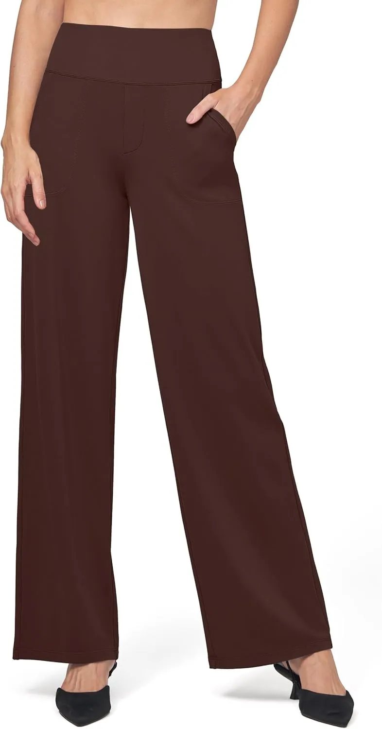 Willit Women's Yoga Pants Wide Leg Dress Work Pants Stretch Casual Pants Slacks with Pockets High Waist 28" 30" 32"