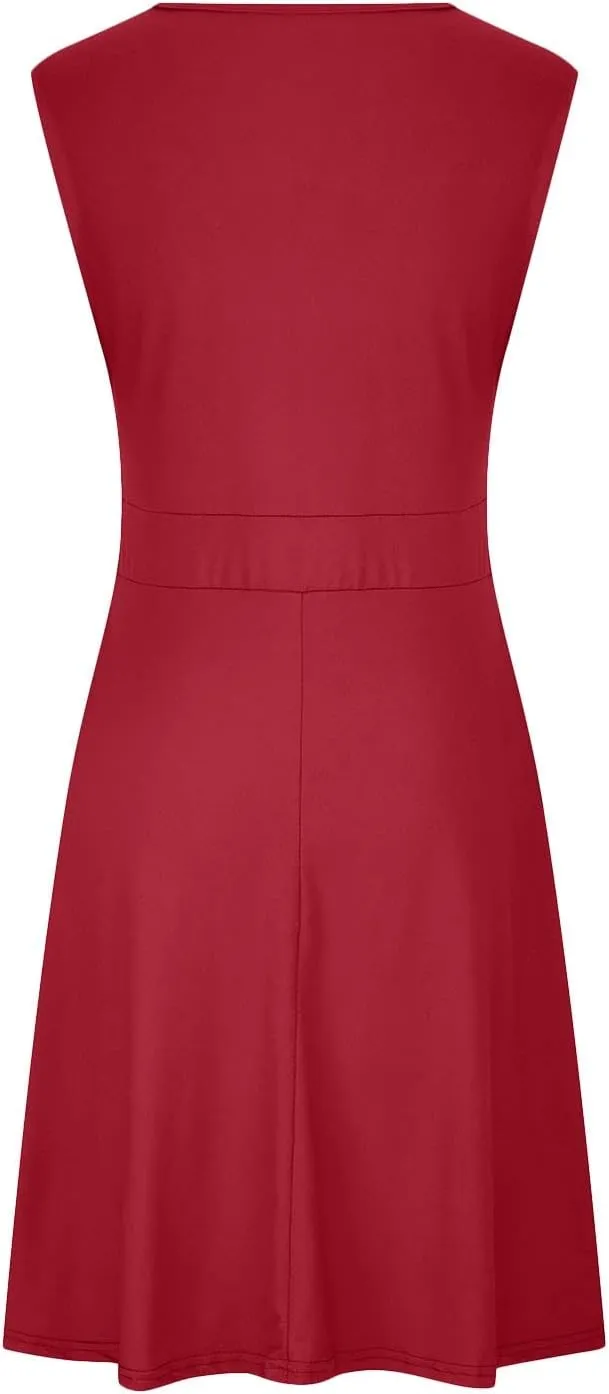 Women's 2025 Summer Sleeveless Ruched Waist Flowy A Line High Low Midi Cocktail Party Dress