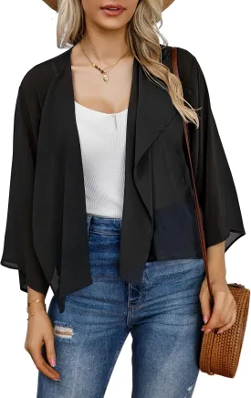 Womens Summer Tops Short Shrugs Kimono Cardigans Casual Chiffon Bolero Jackets
