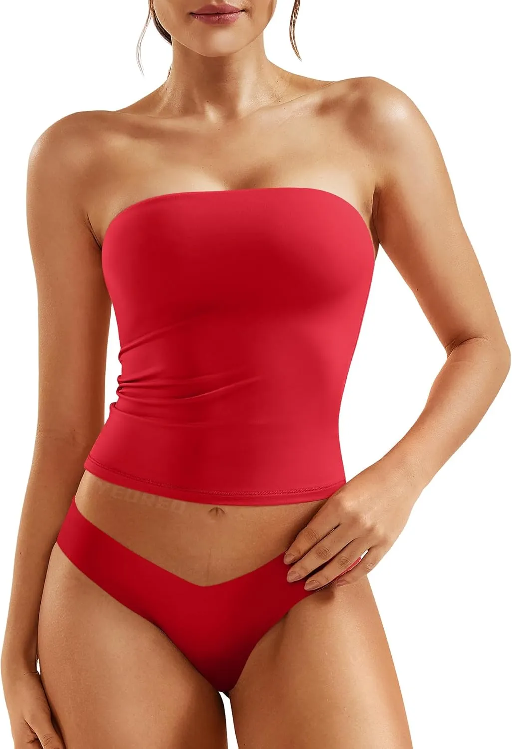 YEOREO Sophie Women Sexy Long Tube Tops Double Lined Basic Y2K Summer Cute Strapless Fitted Bandeau Going Out Crop Top Top