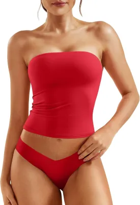 YEOREO Sophie Women Sexy Long Tube Tops Double Lined Basic Y2K Summer Cute Strapless Fitted Bandeau Going Out Crop Top Top